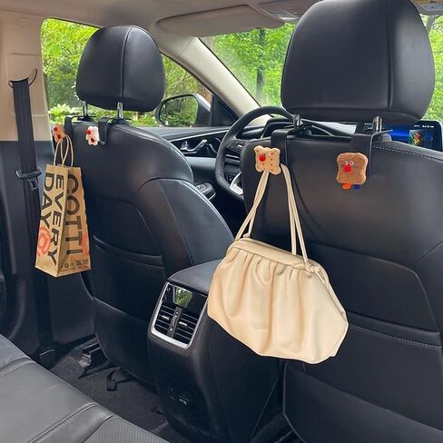 2 Pack Car Back Seat Headrest Hooks, Cute Red Nose Cartoon Figure Back Seat Hanger for Purses and Bags, Space-Saving for Car Interior Accessories in Saudi Arabia