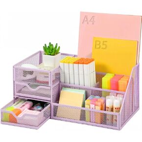 منظم مكتب شبكي من لافاتينو مع 6 حجرات ودرجين، منظم أكبر لسطح المكتب ومساحات العمل متعدد الوظائف للمكتب والفصول الدراسية ومستلزمات النوم (أبيض) in Kuwait