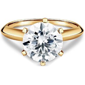 ISAAC WOLF Certified 18k Gold 3 Carats Moissanite Ring For Women Round Cut Solitaire in Kuwait