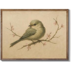 لوحة زيتية لطائر الربيع العتيق، ديكور جدار المزرعة بألوان مائية، مطبوعات قماشية على شكل زهر الكرز، صورة فنية جدارية لرسم خط طبيعي عتيق لغرفة المعيشة ومعرض الحمام - 8 × 10 بوصة غير مؤطرة in Kuwait