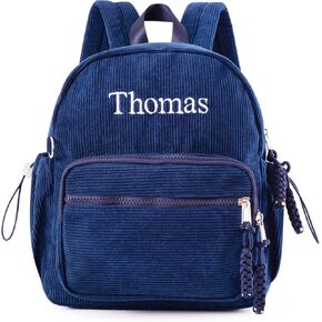حقيبة ظهر MT WORLD Daycare حقيبة ظهر صغيرة مخصصة مع اسم - حقائب ظهر مطرزة باللون الأزرق الداكن مقاس 11.8 بوصة مع جيوب قابلة للتعديل لزجاجات المياه وحقيبة رعاية نهارية مخصصة للسفر وعيد ميلاد الحفاضات in Kuwait