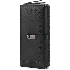 Wallet for Women Large Capacity RFID Blocking Leather Bifold Card Holder with Zipper Change Pocket in Saudi Arabia