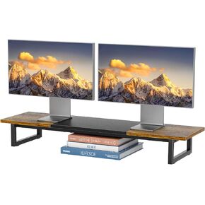 Simple Trending Desk Organizers and Accessories, Dual Monitor Stand Riser, Desk Shelf Wood Computer Rack for 2 Monitors in Kuwait