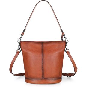 Genuine Leather Bucket Bag for Women Vintage Brown Shoulder Crossbody Handbag Soft Real Cowhide Purse Gift Ready Everyday Tote in Saudi Arabia