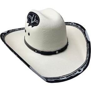 Authentic Mexican Vaquero Cowboy Hat Cream Color with Black Inlay in Saudi Arabia