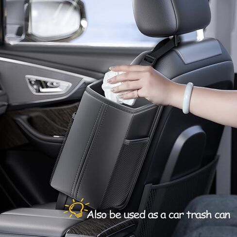 Car Tissue Holder, Multi-Purpose Car Storage Organizer, Fits Large Tissue Box, Side Pockets for Phone, Waterproof, Universal Fit for Vehicle Seat Side Back and Front in Kuwait