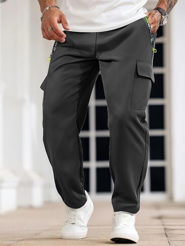 Men's Cargo Casual Pant Workout Jogger Sweatpant Open Bottom Fleece Hiking Cargo Pant in Saudi Arabia