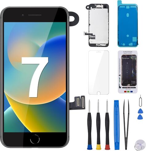 استبدال شاشة iPhone 7 مع زر الصفحة الرئيسية 4.7 بوصة أسود ثلاثي الأبعاد بشاشة LCD تعمل باللمس محول رقمي أدوات إصلاح التجميع الكامل حصيرة لولبية مغناطيسية مع طقم إصلاح سماعات الكاميرا الأمامية A1660 A1778 A1779 in Saudi Arabia