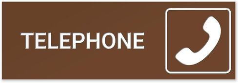 Telephone with Graphic Sign, Engraved, 2x6 Inches, Indoor/Outdoor Use, Made in USA in Saudi Arabia