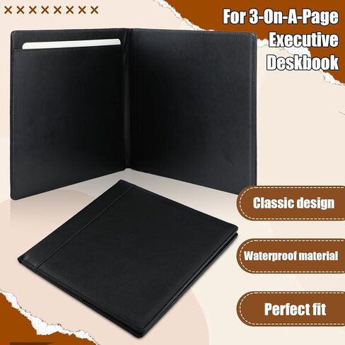 غلاف دفتر شيكات جلدي مقاس 9 1/2 × 9 بوصة دفتر شيكات الأعمال، 3 في كل صفحة، مجلد شيكات تنفيذي أسود للأعمال المصرفية الشخصية in Kuwait