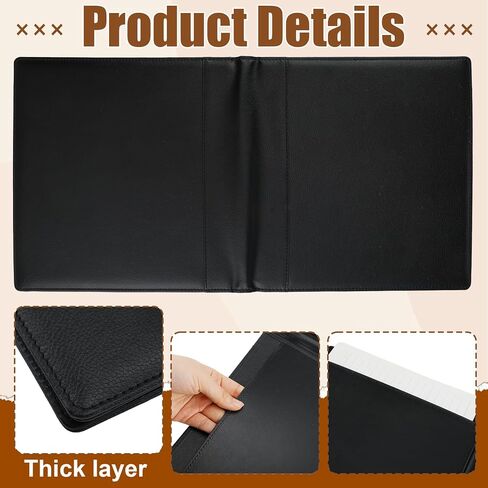 غلاف دفتر شيكات جلدي مقاس 9 1/2 × 9 بوصة دفتر شيكات الأعمال، 3 في كل صفحة، مجلد شيكات تنفيذي أسود للأعمال المصرفية الشخصية in Kuwait