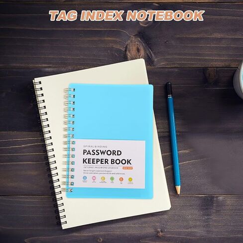 كتاب حفظ كلمات المرور مع علامات تبويب أبجدية، منظم كلمات المرور الحلزوني لتسجيلات الدخول إلى مواقع الويب والوصول إلى الإنترنت، دفتر ملاحظات أزرق لكبار السن والاستخدام اليومي in Saudi Arabia
