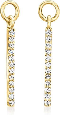 Pure Collection by Ross-Simons Diamond Single Bar Hoop Charm in 14kt Yellow Gold in Saudi Arabia