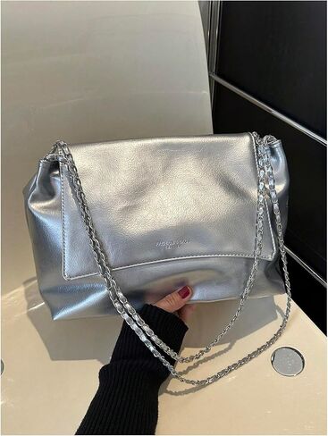 SweatyRocks Women's Sparkly Silver Hobo Bags Metallic PU Leather Shoulder Bags in Saudi Arabia