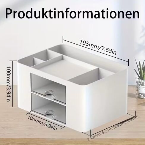 Two Drawer Storage Boxes, Home Office Desktop Storage Boxes, White in Saudi Arabia