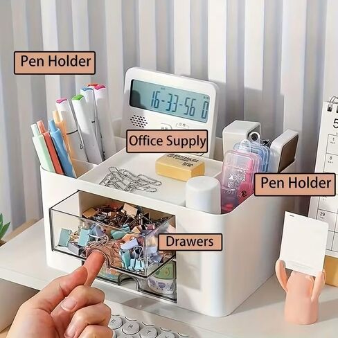 Two Drawer Storage Boxes, Home Office Desktop Storage Boxes, White in Saudi Arabia