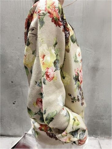 GORGLITTER Women's Flower Cardigan Sweaters Fashion Trendy Floral Print Button Up Long Sleeve Vintage Boho Cardigan in Saudi Arabia