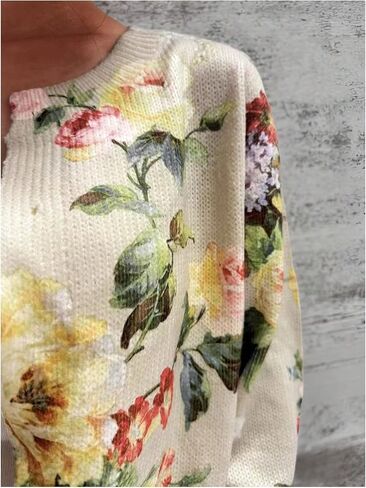 GORGLITTER Women's Flower Cardigan Sweaters Fashion Trendy Floral Print Button Up Long Sleeve Vintage Boho Cardigan in Saudi Arabia