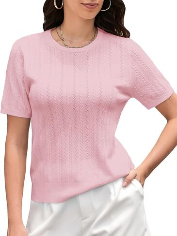 سترة نسائية صيفية بأكمام قصيرة من DAIMIDY سترة صيفية خفيفة الوزن منسوجة بكابل in Kuwait