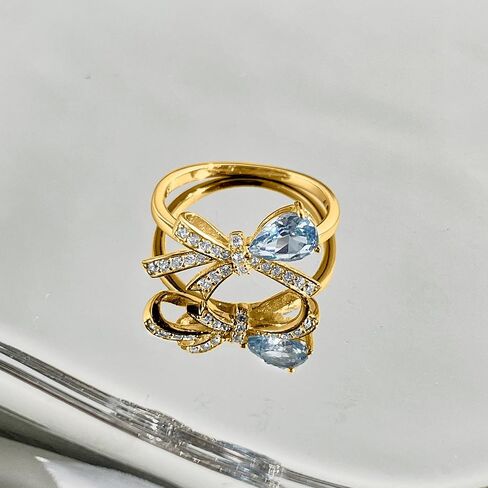 S925 Sterling Silver Dainty CZ Bow Ring for Women, Cute Shiny White Cubic Zirconia Bowkont Rings for Mother Daughter Engagement Wedding Mother’s Day Ring Size 6-9 in Saudi Arabia
