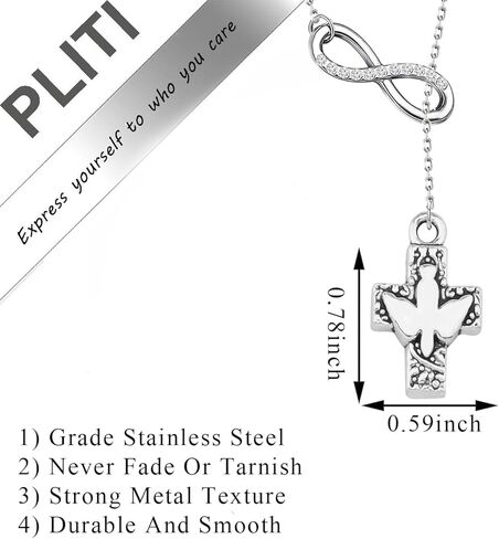 PLITI Holy Spirit Dove Gift Sponsor Appreciation Gift To My Confirmation Sponsor Cross Dove Y Lariat Necklace For Women in Saudi Arabia