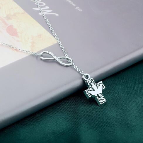 PLITI Holy Spirit Dove Gift Sponsor Appreciation Gift To My Confirmation Sponsor Cross Dove Y Lariat Necklace For Women in Saudi Arabia