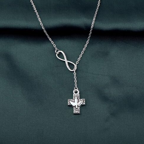 PLITI Holy Spirit Dove Gift Sponsor Appreciation Gift To My Confirmation Sponsor Cross Dove Y Lariat Necklace For Women in Saudi Arabia