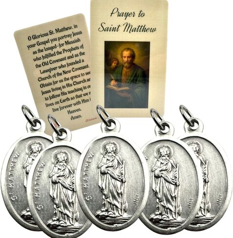 Westmon Works St Matthew Medal Set Italian Medallion Laminated Made in the USA Holy Card, Pack of 5 in Saudi Arabia