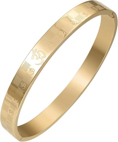 Cupimatch Unisex Om Symbol Bracelet: Golden Yoga Meditation Stainless Steel Bangle with Sanskrit Design, Chakra Healing Jewelry for Men & Women in Saudi Arabia