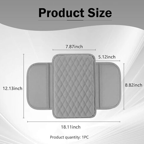 Car Center Console Cover, Leather Car Armrest Cover Cushion with 2 Storage Bags, Universal Auto Armrest Storage Box Interior Accessories for Most Vehicles(Gray) in Saudi Arabia