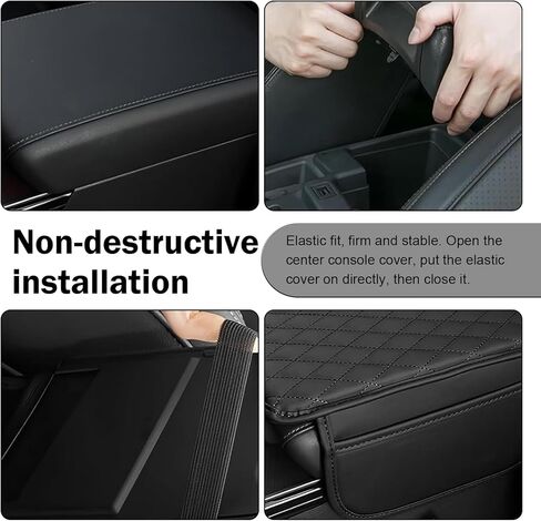 Car Center Console Cover, Leather Car Armrest Cover Cushion with 2 Storage Bags, Universal Auto Armrest Storage Box Interior Accessories for Most Vehicles(Gray) in Saudi Arabia