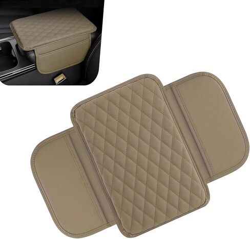 Car Center Console Cover, Leather Car Armrest Cover Cushion with 2 Storage Bags, Universal Auto Armrest Storage Box Interior Accessories for Most Vehicles(Gray) in Saudi Arabia