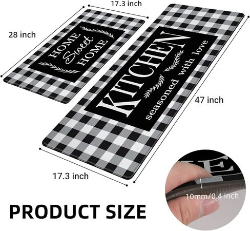 مجموعة سجاد المطبخ الساحلي مكونة من 2 سجادة مطبخ للشاطئ مبطنة للأرضية ومضادة للتعب سجادة أرضية المطبخ بنمط سمكة مضادة للماء ومضادة للانزلاق لحوض المطبخ، 17.3 × 28 + 17.3 × 47 بوصة، أزرق in Kuwait