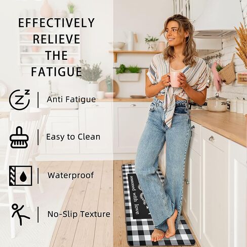 مجموعة سجاد المطبخ الساحلي مكونة من 2 سجادة مطبخ للشاطئ مبطنة للأرضية ومضادة للتعب سجادة أرضية المطبخ بنمط سمكة مضادة للماء ومضادة للانزلاق لحوض المطبخ، 17.3 × 28 + 17.3 × 47 بوصة، أزرق in Kuwait