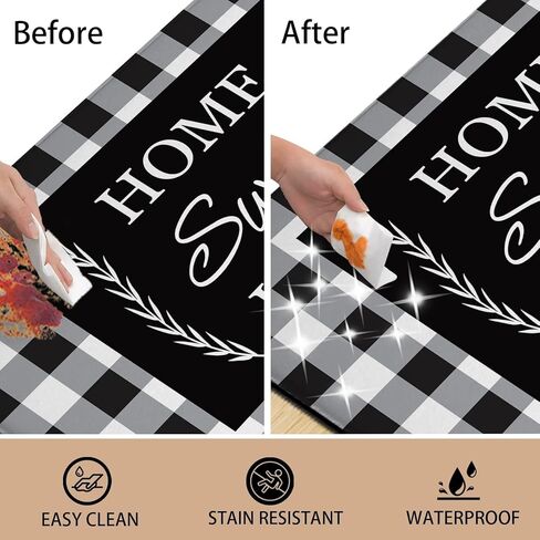 مجموعة سجاد المطبخ الساحلي مكونة من 2 سجادة مطبخ للشاطئ مبطنة للأرضية ومضادة للتعب سجادة أرضية المطبخ بنمط سمكة مضادة للماء ومضادة للانزلاق لحوض المطبخ، 17.3 × 28 + 17.3 × 47 بوصة، أزرق in Kuwait