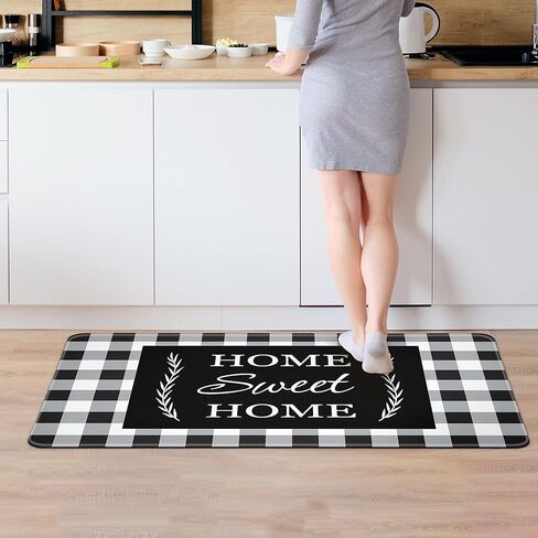 مجموعة سجاد المطبخ الساحلي مكونة من 2 سجادة مطبخ للشاطئ مبطنة للأرضية ومضادة للتعب سجادة أرضية المطبخ بنمط سمكة مضادة للماء ومضادة للانزلاق لحوض المطبخ، 17.3 × 28 + 17.3 × 47 بوصة، أزرق in Kuwait