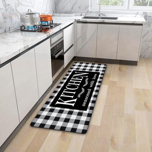 مجموعة سجاد المطبخ الساحلي مكونة من 2 سجادة مطبخ للشاطئ مبطنة للأرضية ومضادة للتعب سجادة أرضية المطبخ بنمط سمكة مضادة للماء ومضادة للانزلاق لحوض المطبخ، 17.3 × 28 + 17.3 × 47 بوصة، أزرق in Kuwait