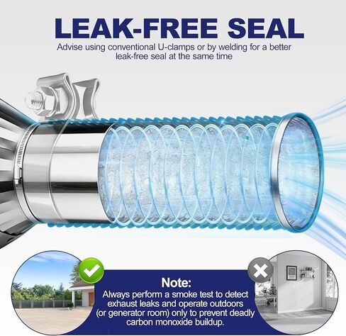 1.5" [1 1/2"] ID x 17" Length Universal Exhaust Flex Pipe, 304 Stainless Steel Flexible Exhaust Tubing in Kuwait