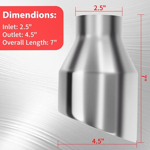 طرف عادم الديزل بمدخل 2.5 بوصة، مخرج 4.5 بوصة، الطول الإجمالي 7 بوصة، أنبوب عادم عالمي من الفولاذ المقاوم للصدأ بجدار مزدوج مائل، أطراف أنابيب عادم ملحومة بالشاحنة، حزمة من 2 in Kuwait