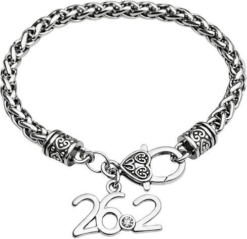26.2 Marathon Runner Bracelet for Women – Silver Stainless Steel Chain Bracelet with Lobster Clasp, 26.2 Race Distance Charm, Running Jewelry Gift for Marathon Runners in Saudi Arabia