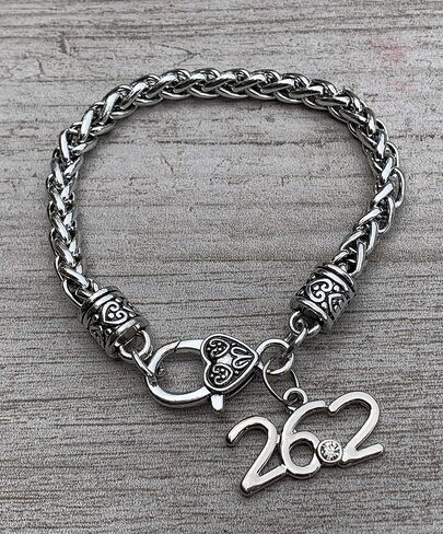 26.2 Marathon Runner Bracelet for Women – Silver Stainless Steel Chain Bracelet with Lobster Clasp, 26.2 Race Distance Charm, Running Jewelry Gift for Marathon Runners in Saudi Arabia