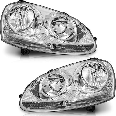 WEELMOTO for 2005-2010 Volkswagen Jetta Sedan Headlight Compatible with 2006-2009 Volkswagen GTI/Rabbit Headlamp DOES NOT FIT XENON/HID Chrome Housing in Saudi Arabia