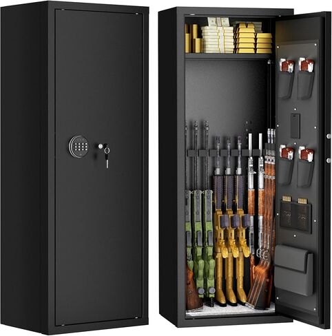 10-14 Gun Safe, Large Gun Safe for Home Rifle and Pistol, Quick Release Fireproof Gun Cabinet, Locking Gun Safe with Removable Shelves and Pockets in Kuwait