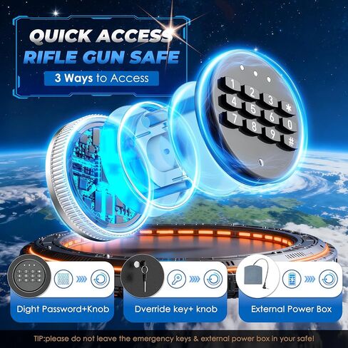 10-14 Gun Safe, Large Gun Safe for Home Rifle and Pistol, Quick Release Fireproof Gun Cabinet, Locking Gun Safe with Removable Shelves and Pockets in Kuwait