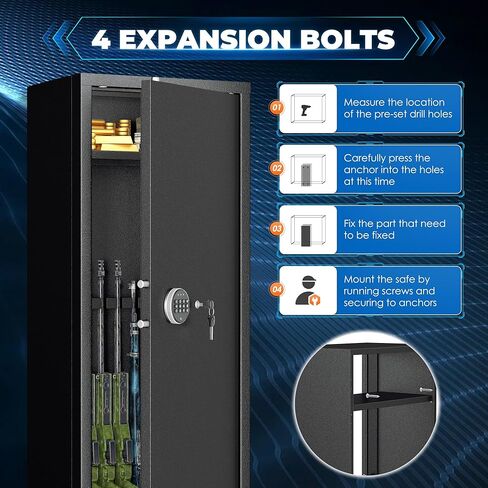 10-14 Gun Safe, Large Gun Safe for Home Rifle and Pistol, Quick Release Fireproof Gun Cabinet, Locking Gun Safe with Removable Shelves and Pockets in Kuwait