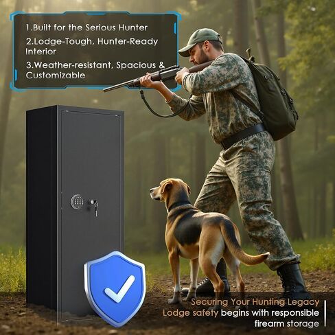 10-14 Gun Safe, Large Gun Safe for Home Rifle and Pistol, Quick Release Fireproof Gun Cabinet, Locking Gun Safe with Removable Shelves and Pockets in Kuwait