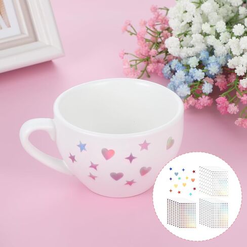 1800PCS Heart and Star Holographic Stickers, 12 Sheets Sparkle Star Stickers for Scrapbooking, DIY Crafts, Phone Decoration in Saudi Arabia