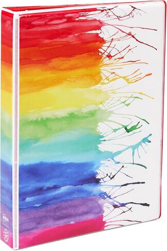 Avery Mini 3 Ring Binder, Holds 5.5" x 8.5" Paper, 1" Round Rings, 175-Sheet Capacity, 1.4 Inch Wide Spine, Watercolor Rainbow Design, Great for Home, Office, School Supplies, and More (18713) in Kuwait