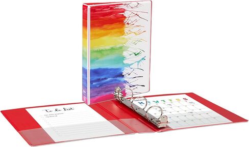 Avery Mini 3 Ring Binder, Holds 5.5" x 8.5" Paper, 1" Round Rings, 175-Sheet Capacity, 1.4 Inch Wide Spine, Watercolor Rainbow Design, Great for Home, Office, School Supplies, and More (18713) in Kuwait