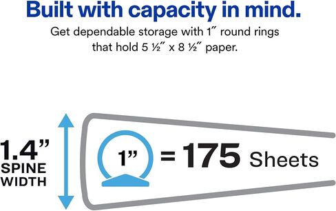 Avery Mini 3 Ring Binder, Holds 5.5" x 8.5" Paper, 1" Round Rings, 175-Sheet Capacity, 1.4 Inch Wide Spine, Watercolor Rainbow Design, Great for Home, Office, School Supplies, and More (18713) in Kuwait